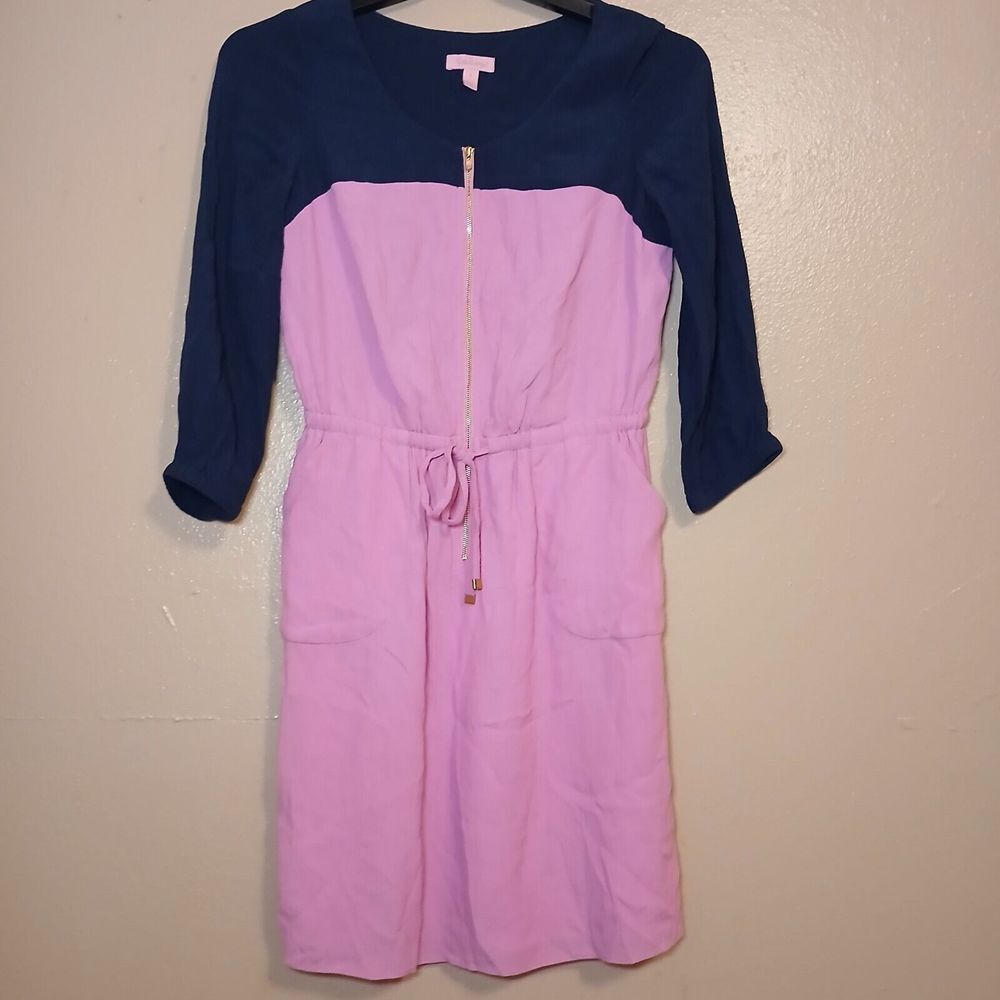 Lilly Pulitzer Dress 4 Elastic Waist‎ Gold Zip Pockets Preppy Resort Cruise